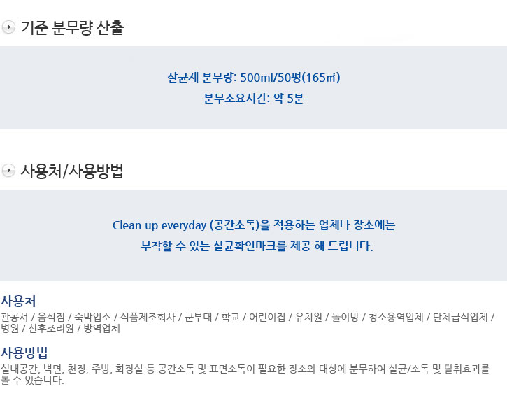 sanisys 기준 분무량 산출 / 사용처/사용방법